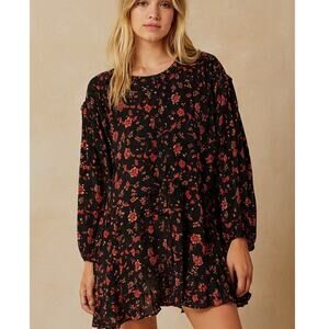 Free People Dress Flower Fields Mini Dress in Dark Combo NWT